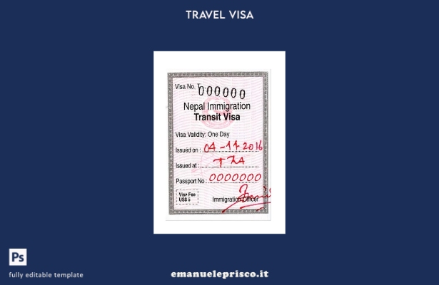 modello di visto di immigrazione in stile verificato per il Nepal
